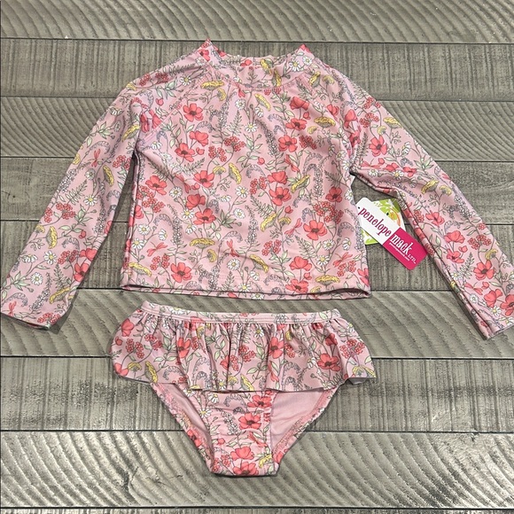 Penelope Mack Other - Penelope Mack Pink and Yellow Floral Rashguard Set